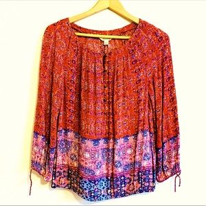 Lucky Brand Boho Chic Peasant Tunic/Shirt/Top